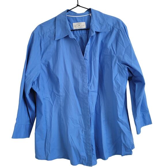 Riders by Lee Womens Sz XXL Cotton Blend Button Up Blouse Light Blue - Picture 1 of 4